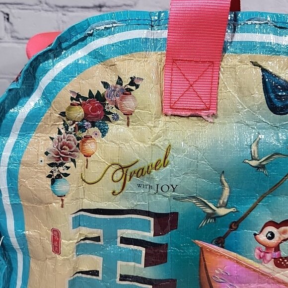 Dumpling Dynasty Rare Fiona Hewitt Printed Duffel Tote Bag Damaged For Upcycle - Picture 8 of 16